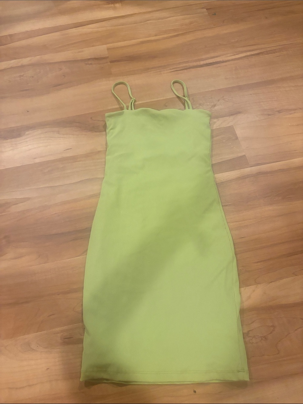 Garage Lime Green Midi Bodycon Dress with Spaghetti Straps